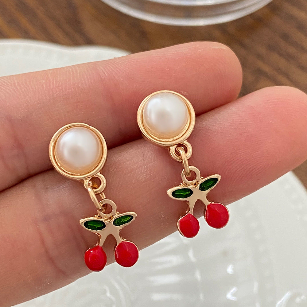 Wholesale Cherry Red Necklace Earring Set Clavicle Chain Choker Necklace ACC-NE-MY008