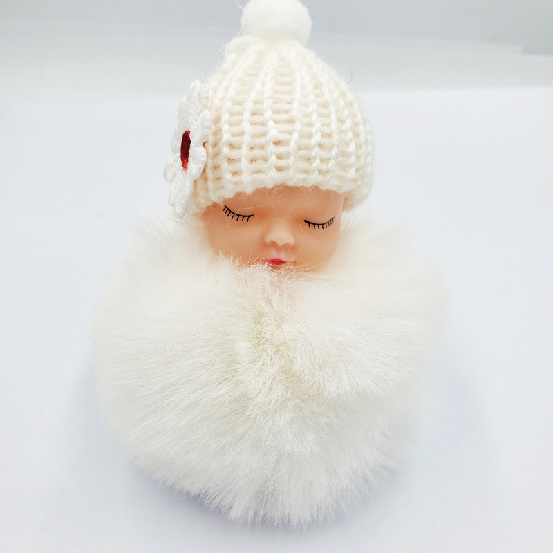 Wholesale cute sleeping doll keychain fur ball pendant ACC-KC-DY007