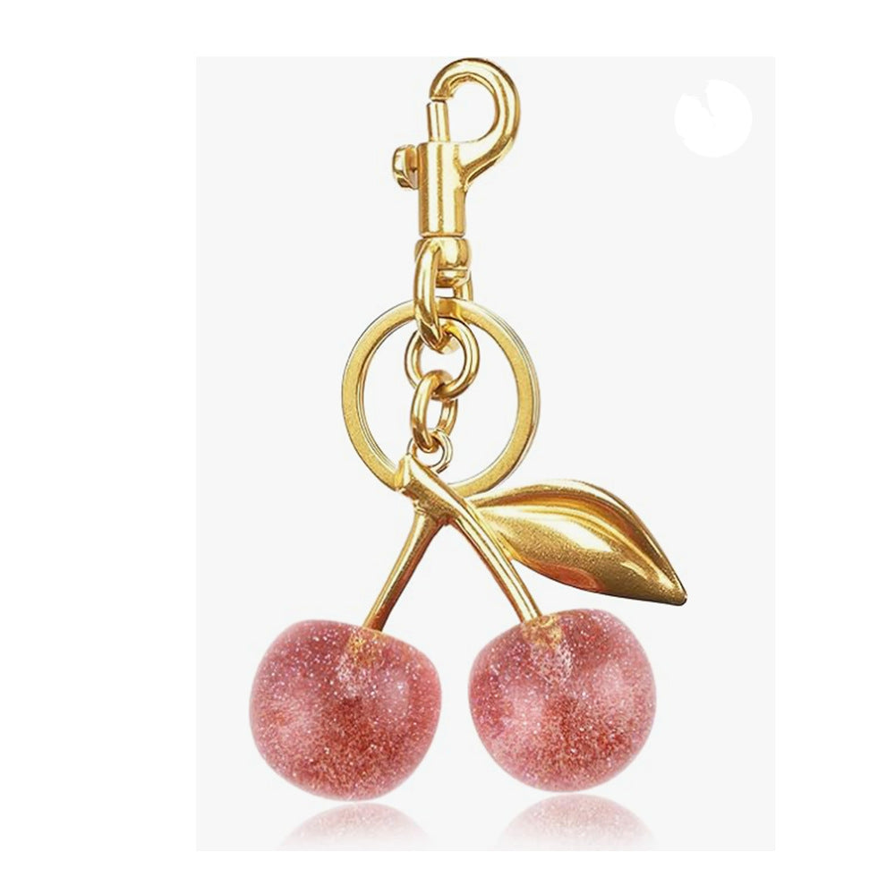 Wholesale Polished Plastic Resin Cherry Keychain Bag Pendant Sweet Style Decorative Accessory
