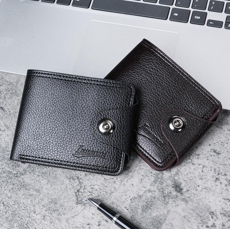 Wholesale Chic Men S Black PU Leather Multi Card Slot Short Wallet With Zipper Coin Pocket Casual Everyday Accessory Gift Boutique Resale