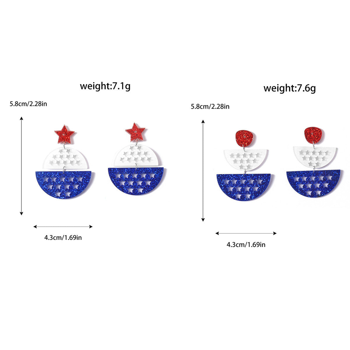 Wholesale Half Circle Acrylic Independence Day Earrings