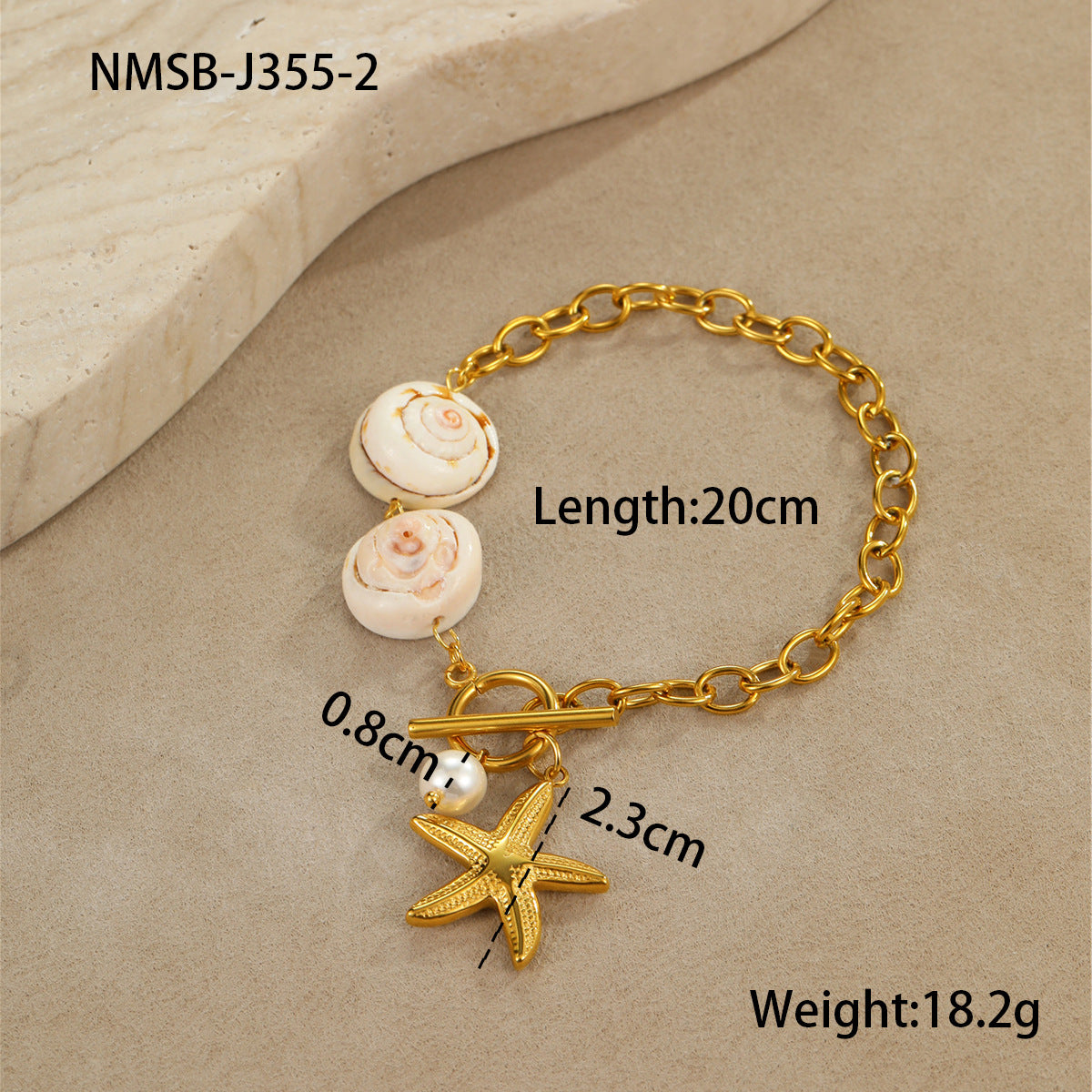 Wholesale Natural shell starfish necklace stainless steel gold-plated necklace