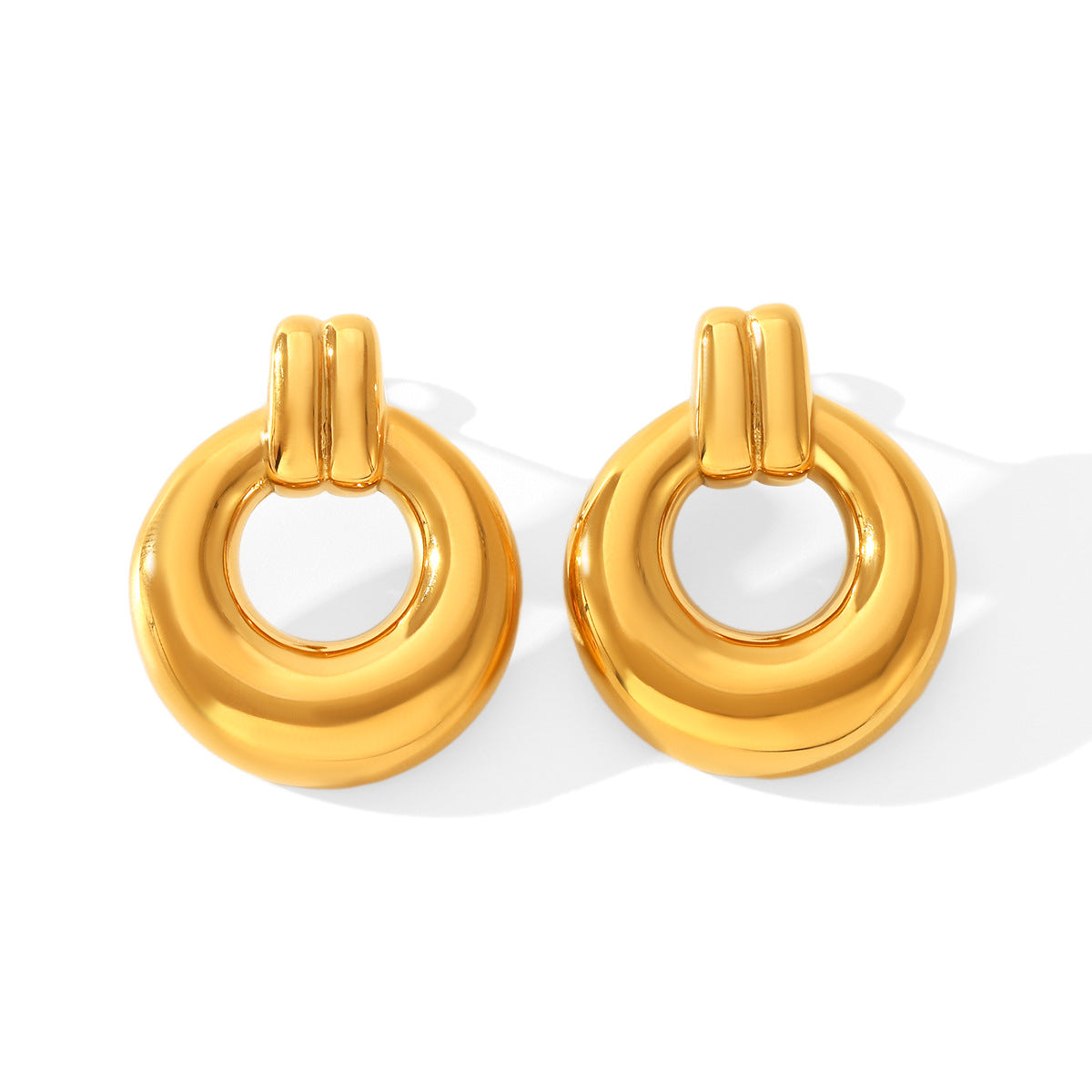 Wholesale  earrings 18K gold hollow stainless steel round ball earrings