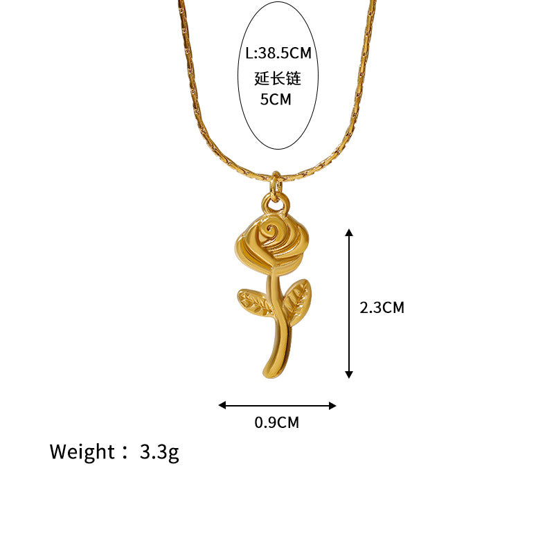 Wholesale Stainless Steel Light Luxury  Rose Necklace