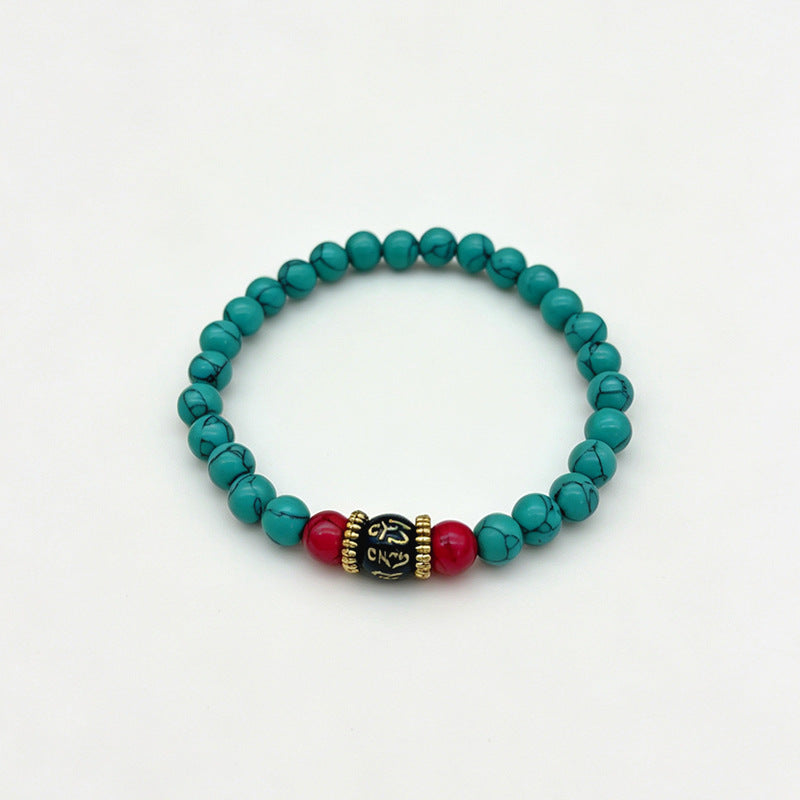 Wholesale New Chinese Style Turquoise Beaded Bracelet,  Tibetan Ethnic Design Unisex,  Gift Jewelry Accessory