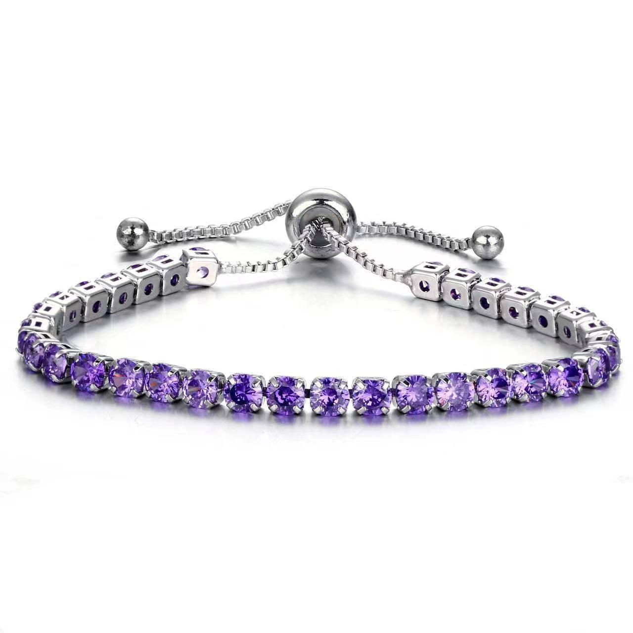 Wholesale 4mm round single row full diamond adjustable crystal tennis bracelet