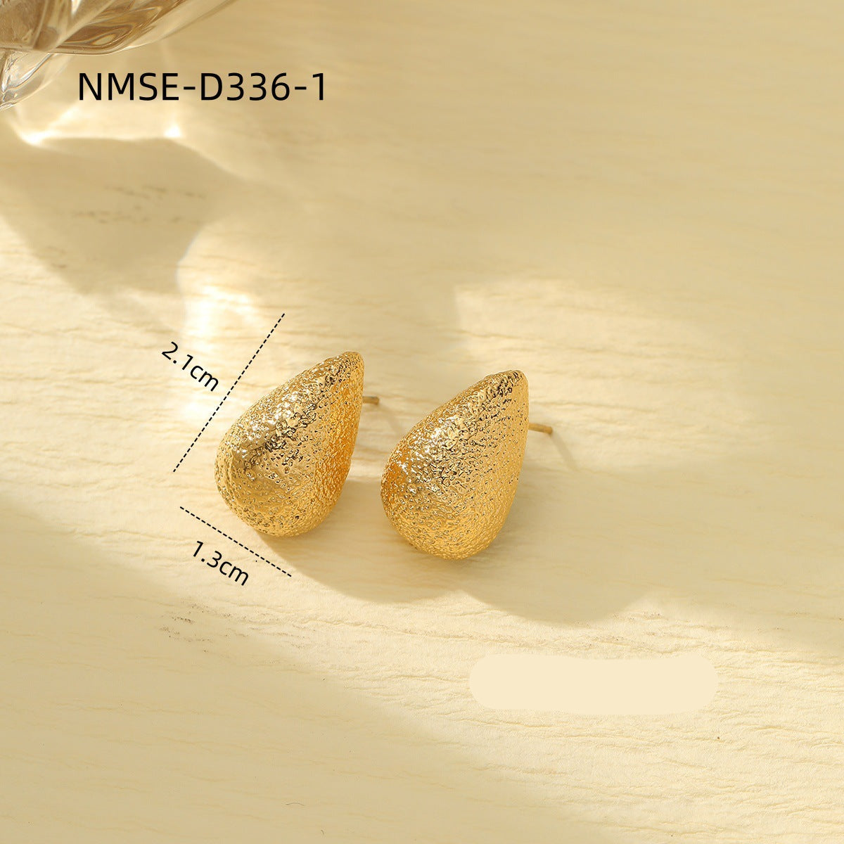 Wholesale  18K gold water drop texture stainless steel irregular earrings