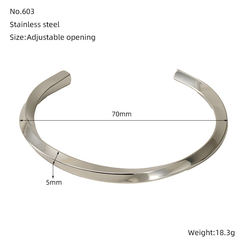 Wholesale Stainless steel Plated Real Gold Twisted Open Bracelet