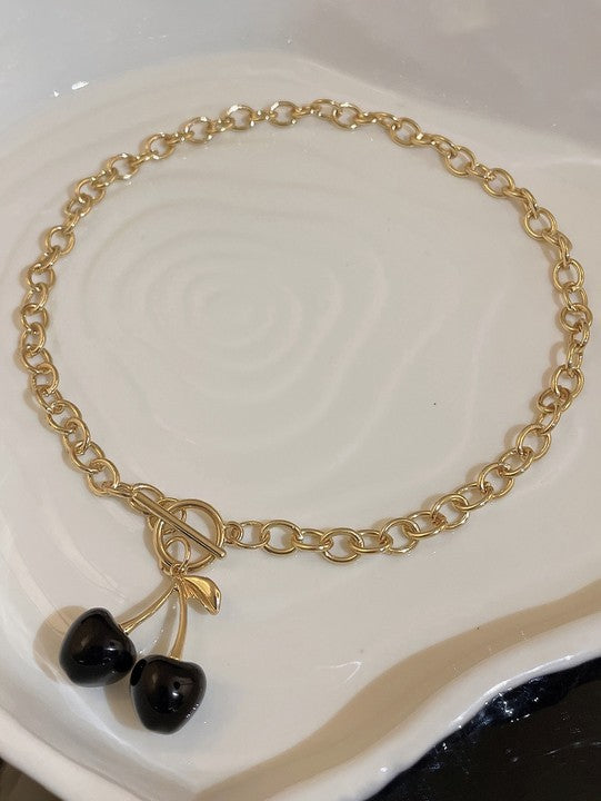Wholesale High-grade Fruit Cherry OT Buckle Necklace  ACC-NE-JingQiao001