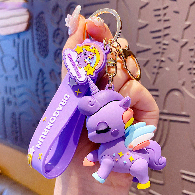Wholesale Cartoon Cute Rainbow Horse Unicorn PVC Keychain Cute Keychain ACC-KC-BaiMao001