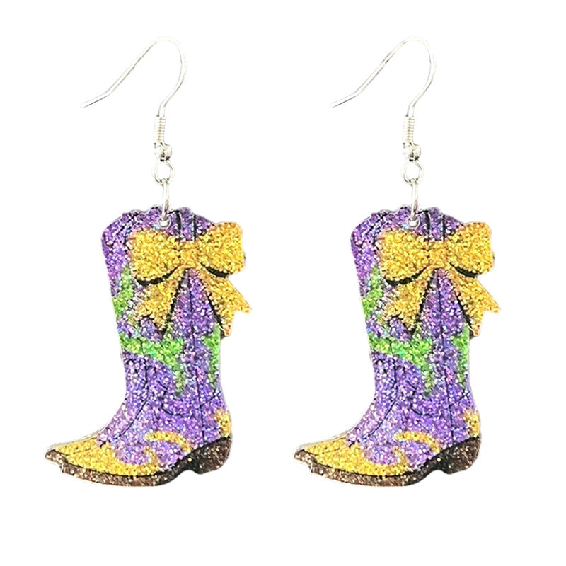 Wholesale 2pcs/ pack Acrylic Carnival Bow Earrings