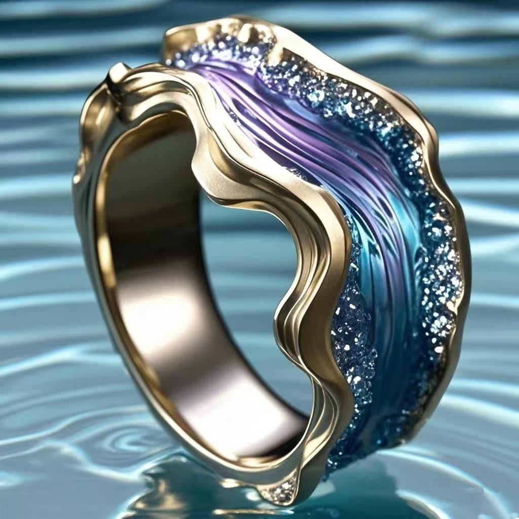 Wholesale  Ocean Series Wave Resin Ring