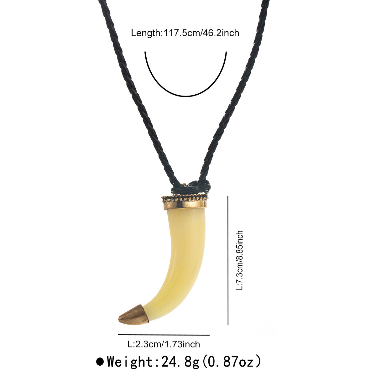 Wholesale  trend personality exaggerated resin horn pendant braided rope long necklace