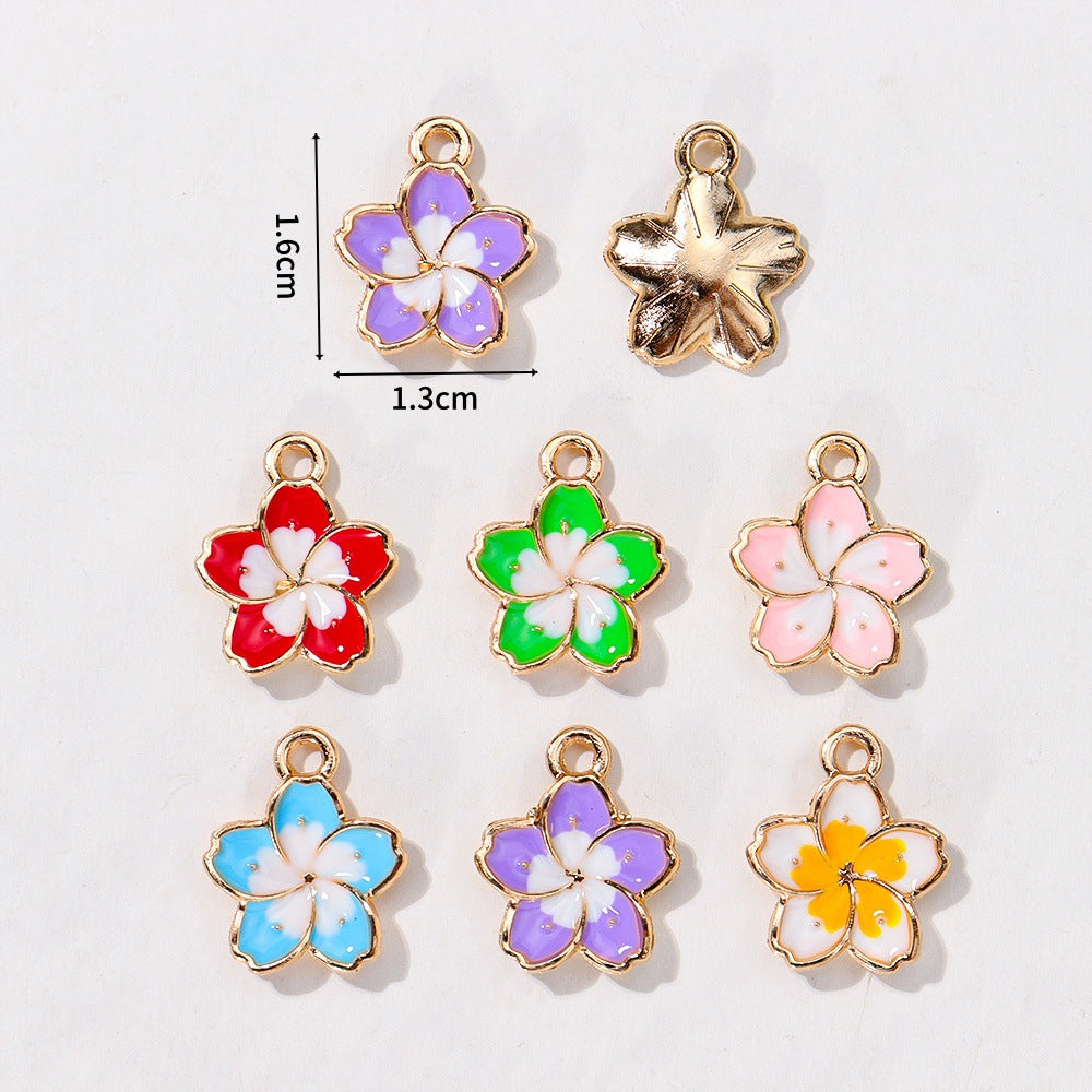 Wholesale 10pcs/ pack 13mm Colorfulful Plumeria Oil Dripping Alloy Cherry Blossom Flower Pendant Pendant DIY Bracelet Necklace Earrings Accessories
