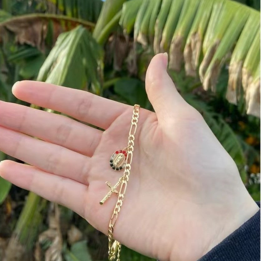 Wholesale Bronze Virgin Mary Cross Bracelet