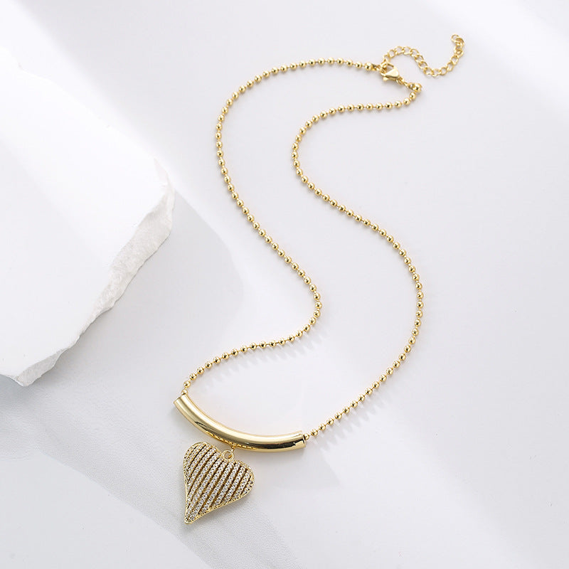 Wholesale  Heart Necklace Clavicle Chain Copper Plated 18K Heart Necklaces