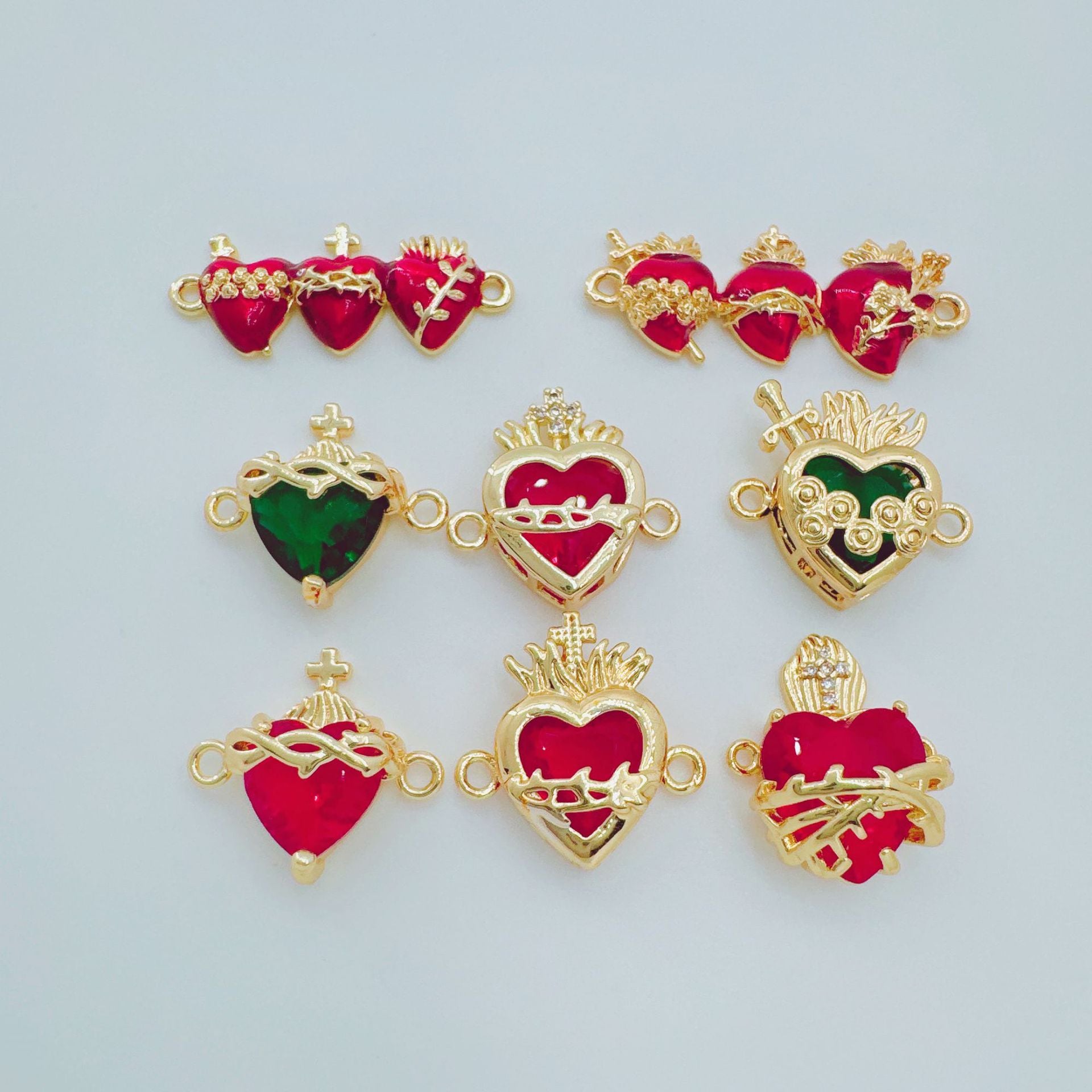 Wholesale Gold Plated Copper Heart Double Pendant Jewelry Set - Boutique Resale Gift