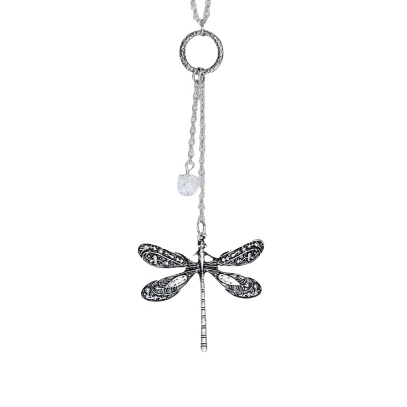 Wholesale Vintage Creative Dragonfly Crystal Pendant Necklace