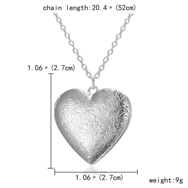 Wholesale heart can be opened photo frame necklace