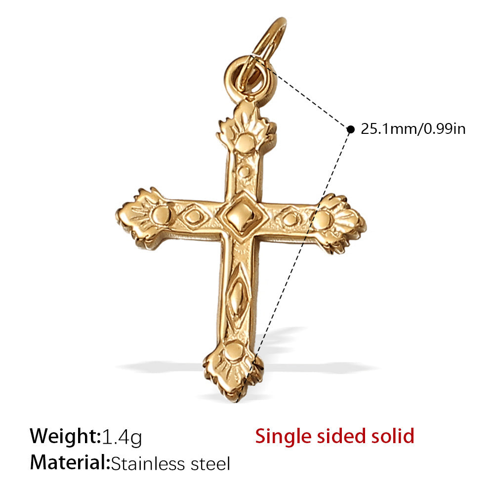 Wholesale Irregular Cross-Shaped DIY Stainless Steel Pendant Full Diamond Jewelry Accessories Necklace Zircon Diamond Inlaid