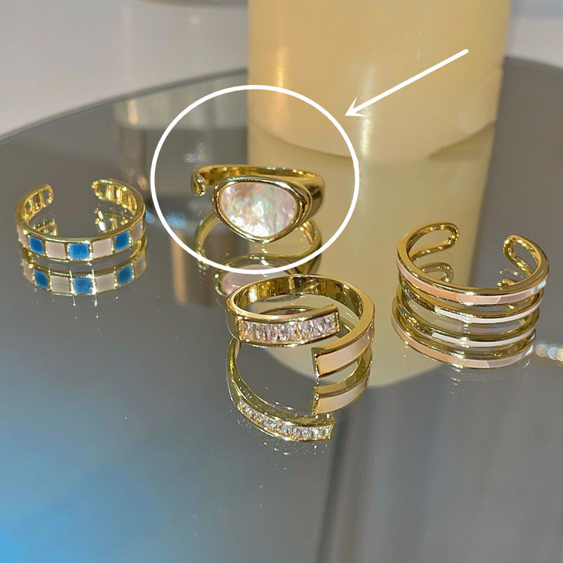 Wholesale Double Layer Love Zircon Open Ring Adjustable Ring ACC-RS-YaoFeng008