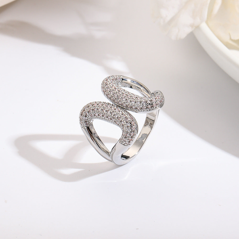 Wholesale 18k copper plated irregular heart-shaped open ring