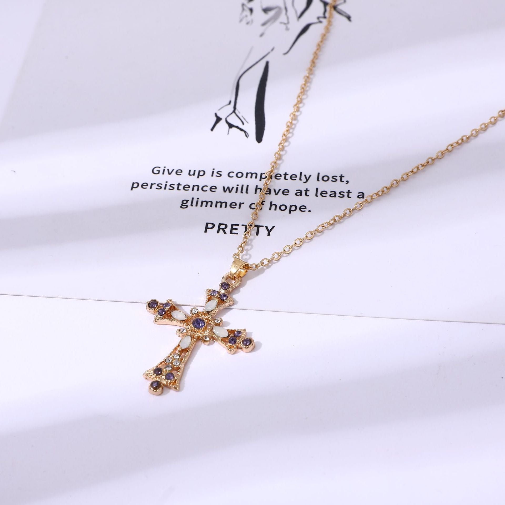 Wholesale  Bohemian Fashion Diamond Cross Earrings Necklace Set