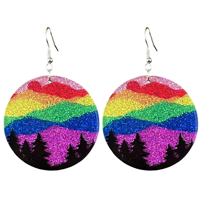 Wholesale 2 pairs/pack  Rugby Football Contrast Color  Acrylic Earrings