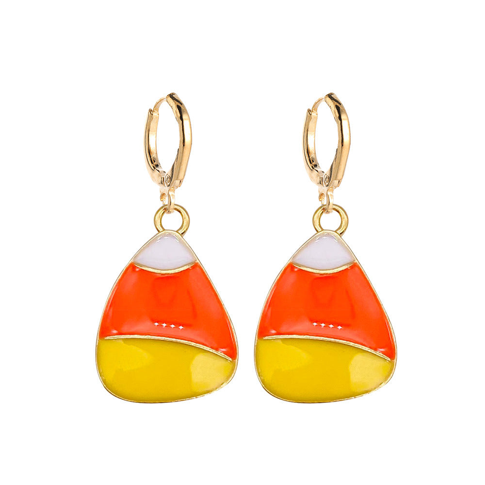 Wholesale Thanksgiving Cute Hedgehog Fox Scarecrow Pumpkin Wheat Alloy Oil Drop Earrings ACC-ES-ChenY050