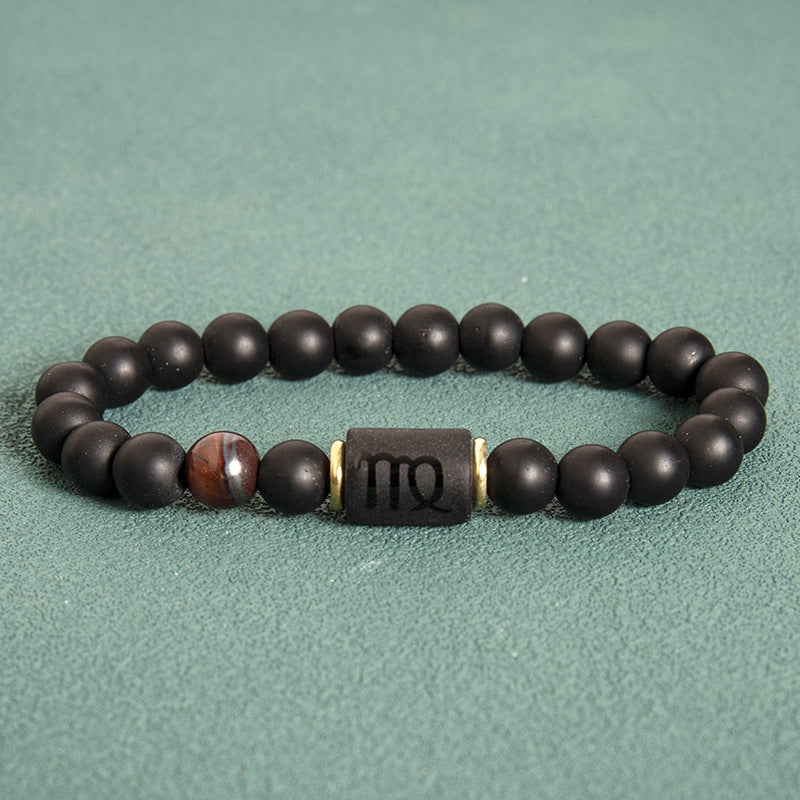 Wholesale 2pcs Zodiac Obsidian Natural Tiger Eye Stone Men's Beaded Bracelets ACC-BT-Xinc001