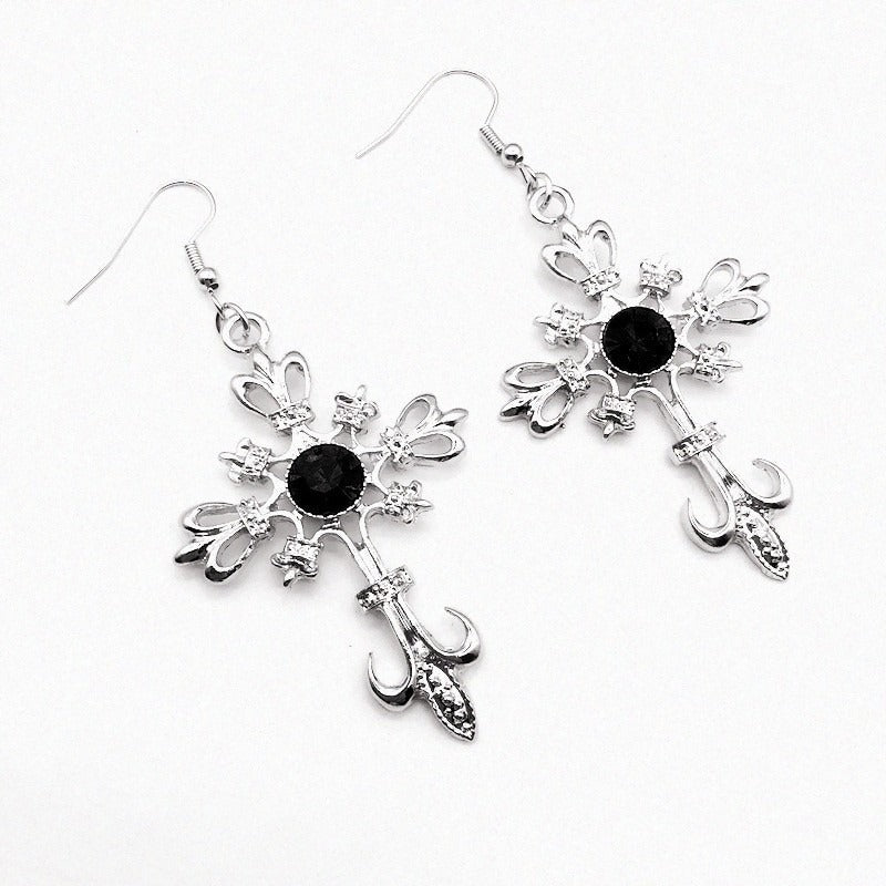 Wholesale Alloy Electroplating Gothic Skull Bat Cross Earrings Trendy Jewelry Accessory for Resale