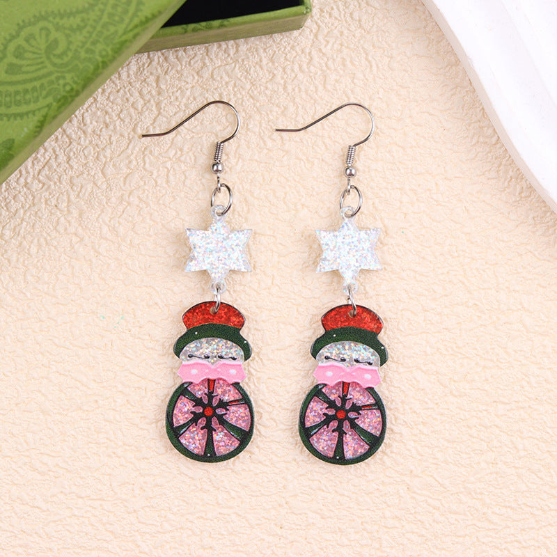 Wholesale Christmas Multicolor Snowman Christmas Tree Acrylic Earrings