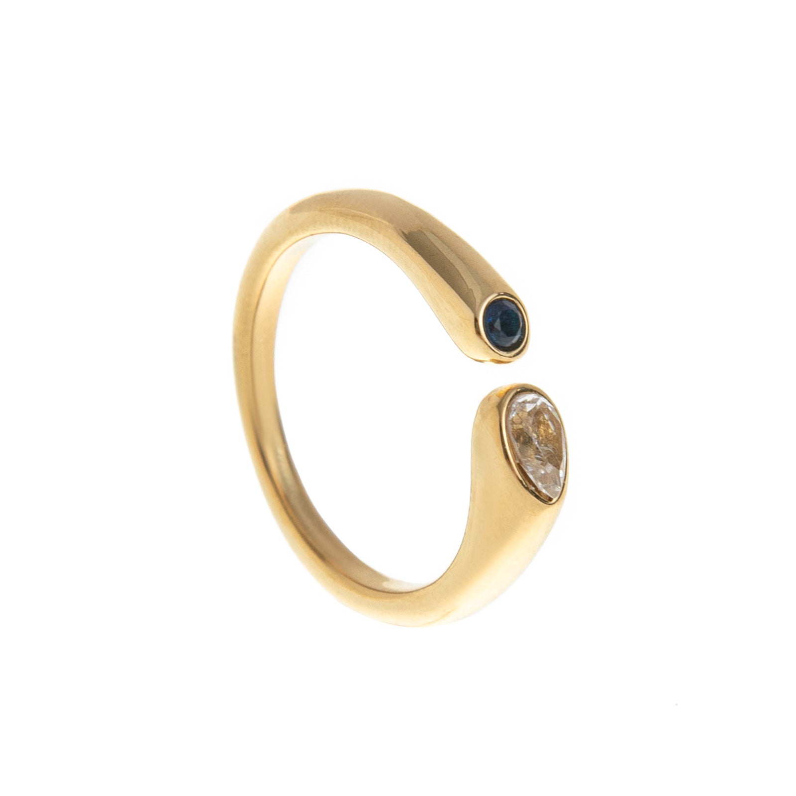 Wholesale Trendy Birthstone Ring Titanium Steel Gold Plated Geometric Oval Adjustable Fashion Accessory Resale