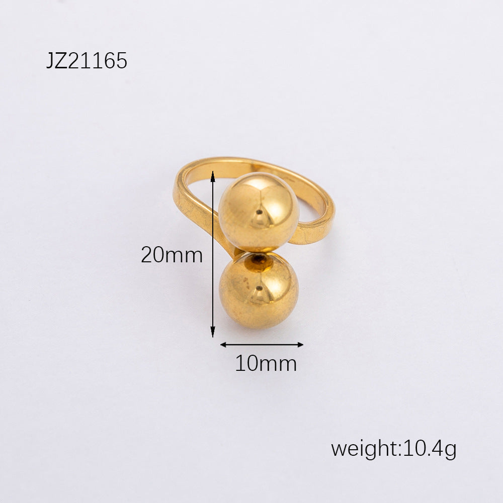 Wholesale Retro Light Luxury Ball Ring Stainless Steel Plated 18K Gold Rings ACC-RS-YuHui002