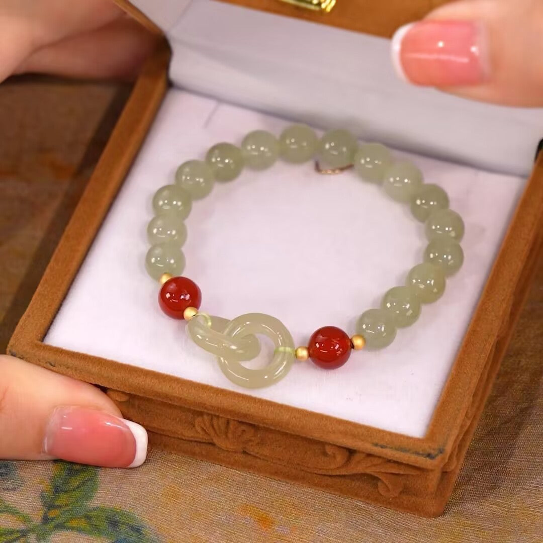 Wholesale Trendy Handmade Red Glass Bead Bracelet With Peace Buckle Charm Unisex Jewelry Accessory Birthday Gift For Best Friend