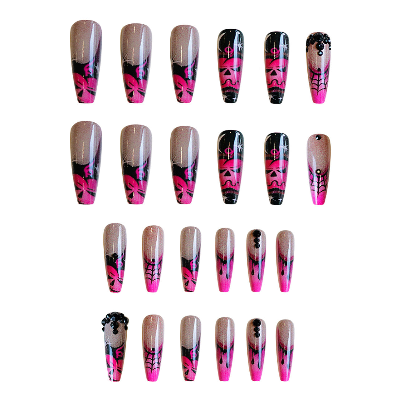 Wholesale 24 Pieces/box Pink Ghost Face Nails Kits Nail Stickers