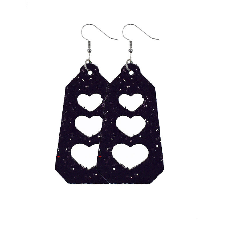 Wholesale Double Layer Love Pendant Leather Valentine's Day Earrings