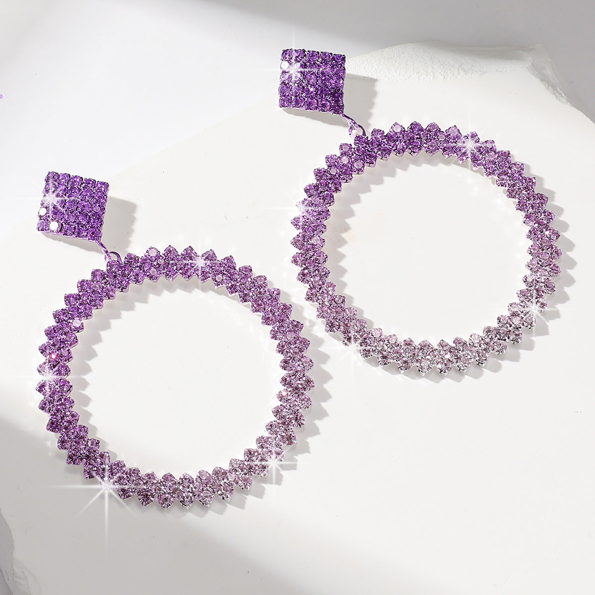 Wholesale  Luxury Full Diamond Shiny Rhinestones Earrings