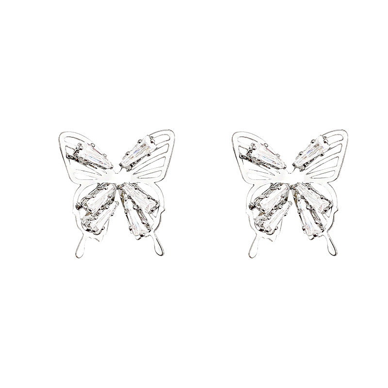Wholesale Simple Butterfly Earrings  Light Luxury Zircon Earrings