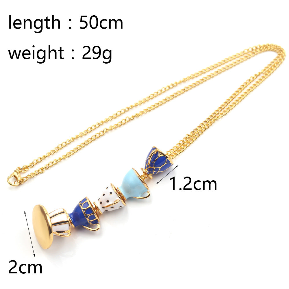 Wholesale Magic Multiple Enamel Teacup Pendant Necklaces ACC-NE-Zhuox001