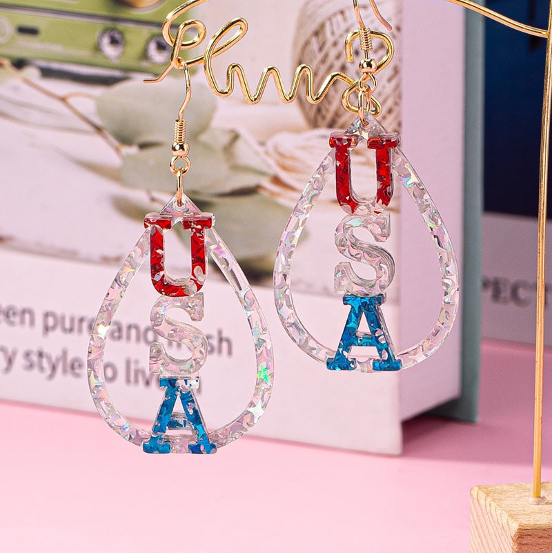 Wholesale American Independence Day Fashion Earrings Red