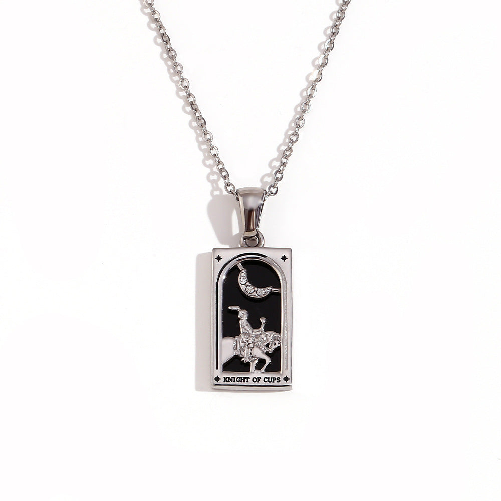 Wholesale Tarot Pendant Necklace 18K Gold Plated Stainless Steel Retro Trendy Jewelry Gift