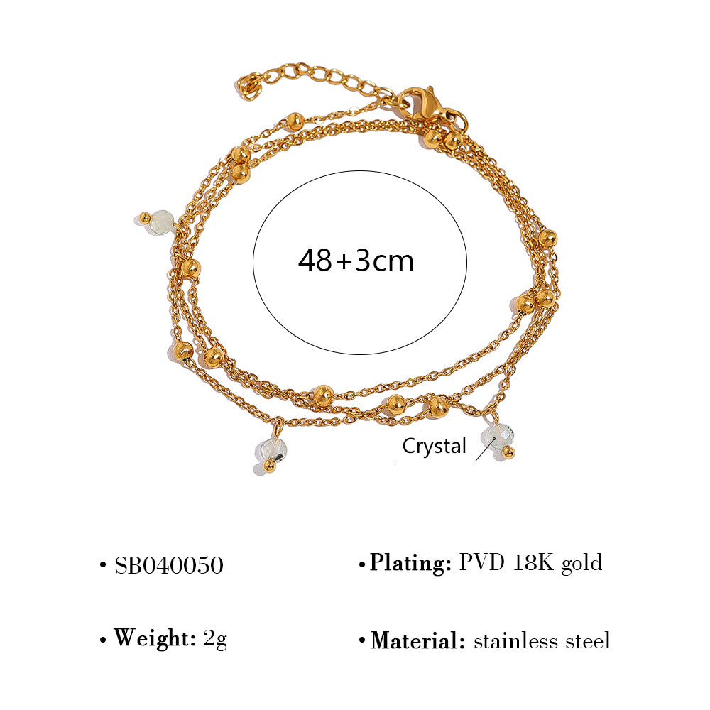 Wholesale Titanium Steel Stacked Bracelet suit Four-leaf Clover Natural Shell Pendant Bracelet suit
