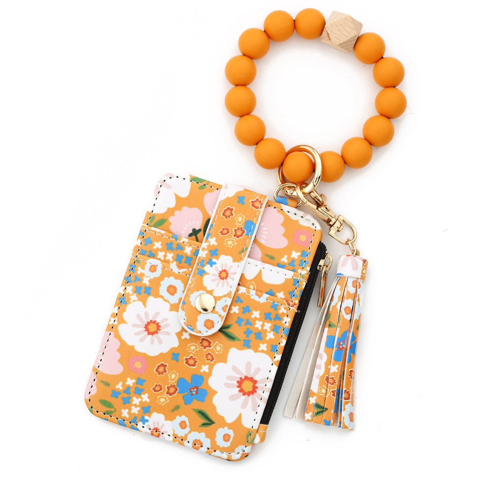 Wholesale Silicone Handstring Floral Folded  Wristlet Keychain