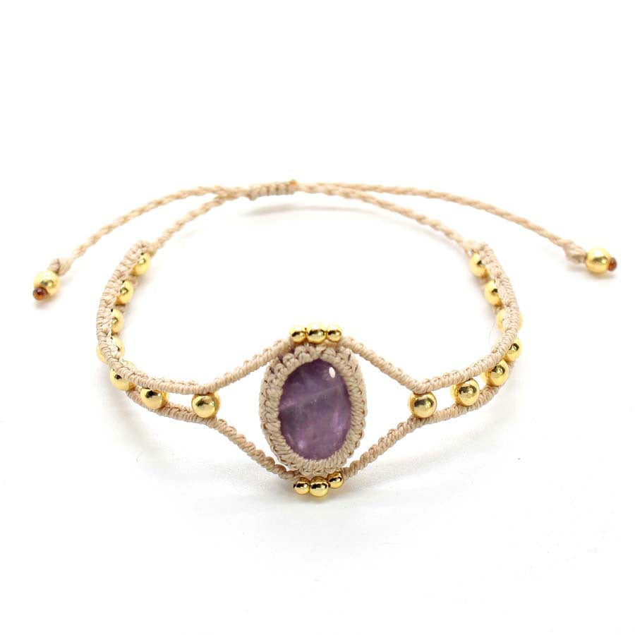 Wholesale Amethyst Crystal Bead Handwoven Angel Eye Bracelet New Chinese Style Adjustable Unisex Jewelry Accessory Boutique Gift