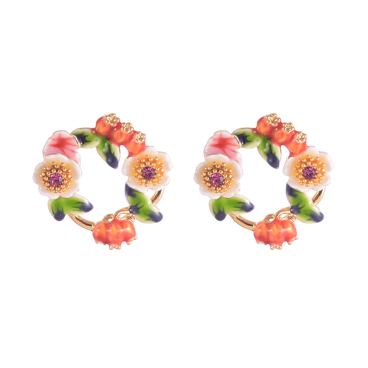 Wholesale Three-Color Rose Pearl Stud Earrings