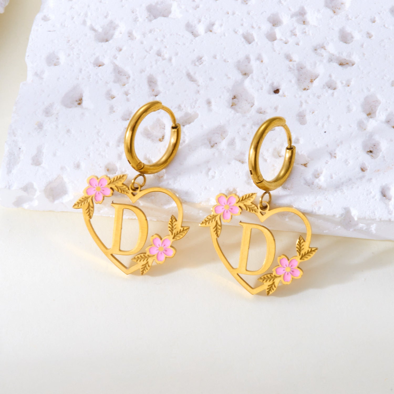 Wholesale Luxury Cut Out Stainless Steel 26 English Letter Earrings