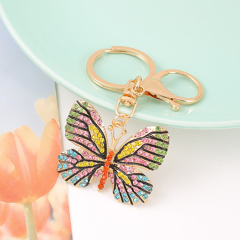 Wholesale Butterfly Rhinestone Alloy Keychain ACC-KC-YuanFei011