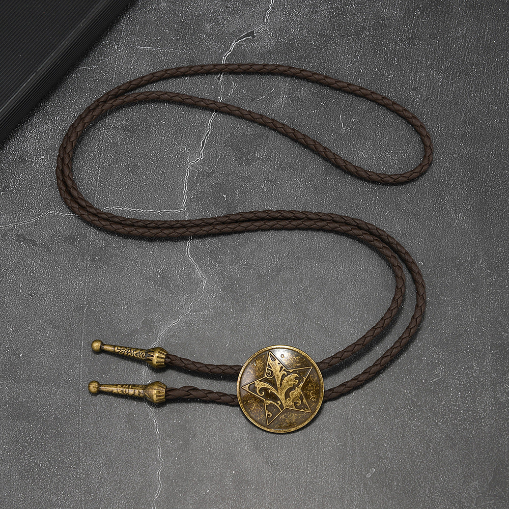 Wholesale Retro Star Pendant Bolo Tie Necklace Adjustable Leather Men S Trendy Jewelry Accessory