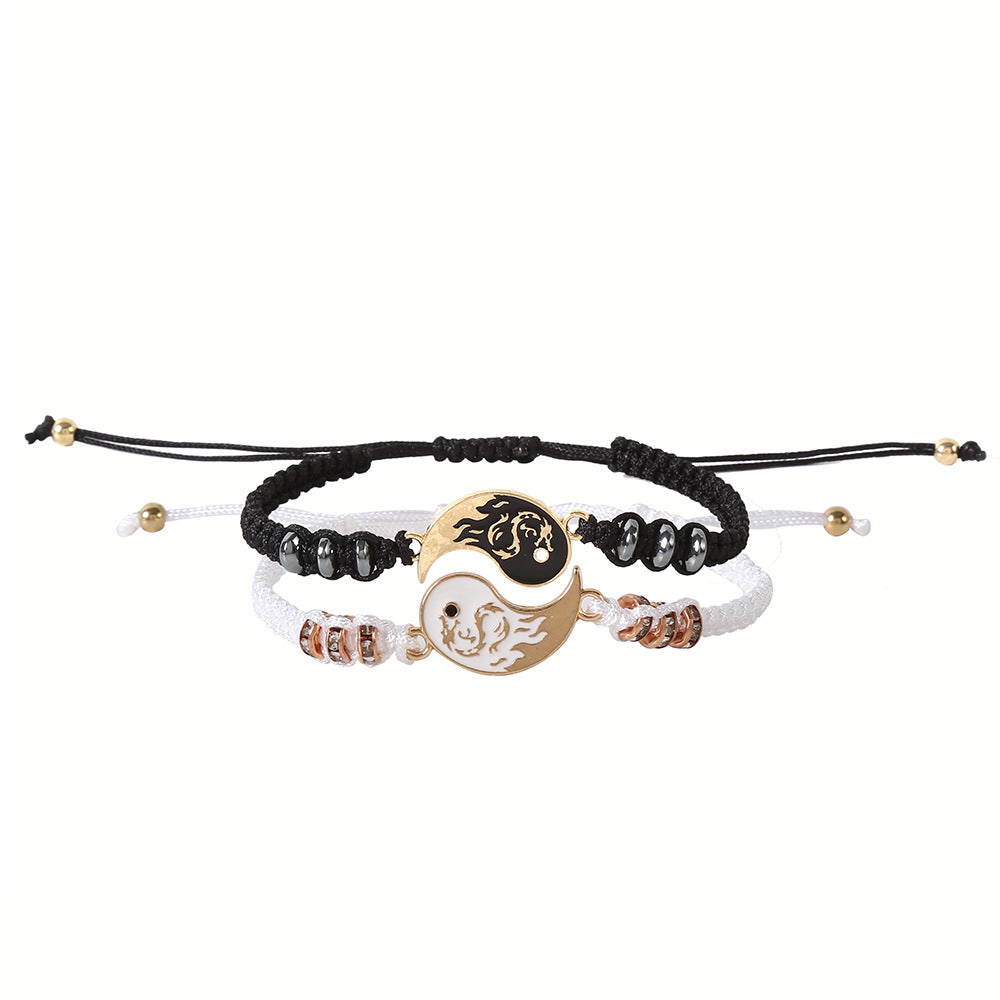 Wholesale Trendy Alloy Handmade Woven Couple Bracelet Set Taiji Bagua Design Gift Resale
